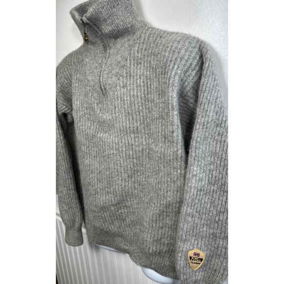 Windfjord of Norway Classic Sweater Mens M Relaxed Shetland Wool 1/4 Zip Gray - Picture 2 of 11